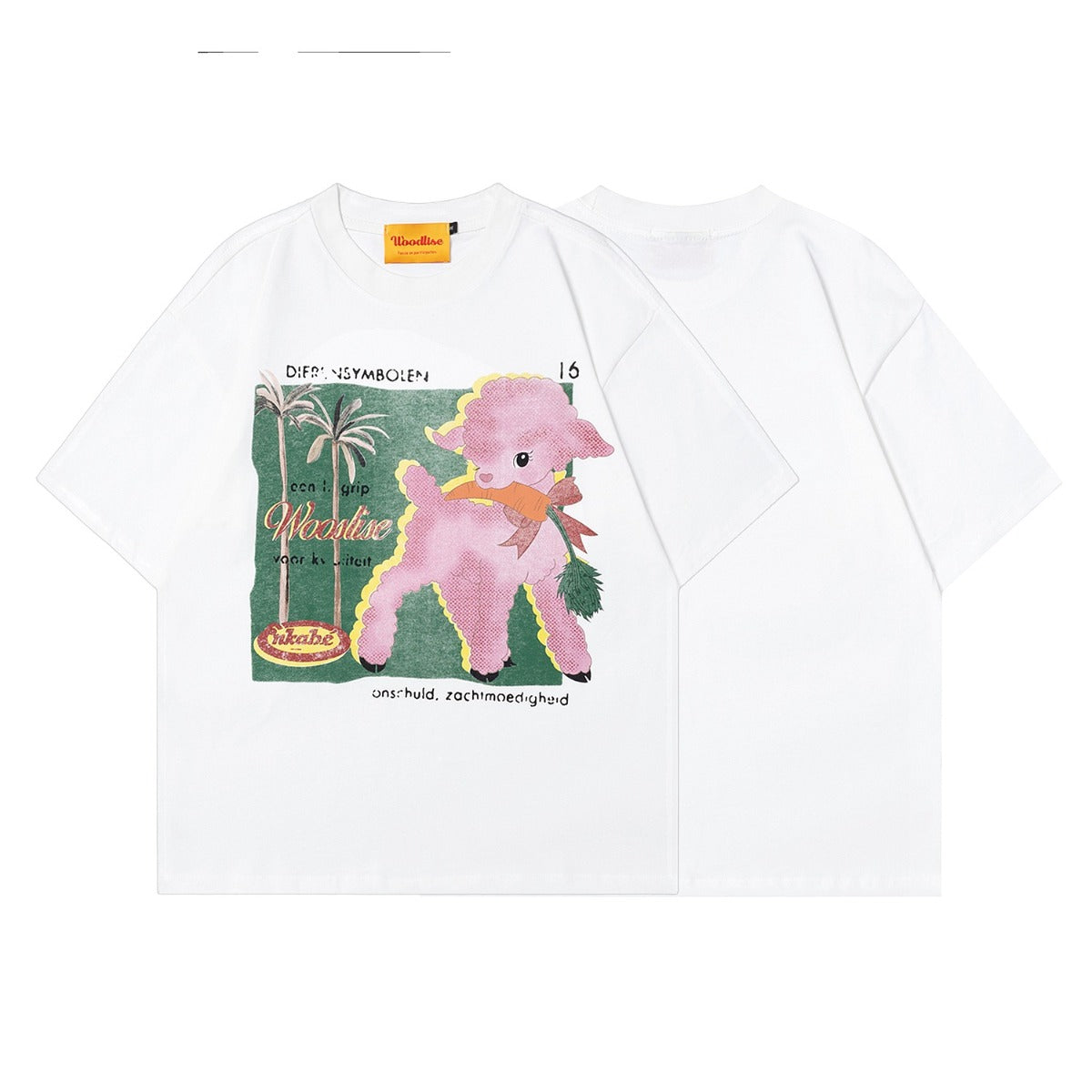90s West Coast Hip Hop Fashion T Shirts Cute Fun Cartoon Lamb Short Sleeve T-Shirt