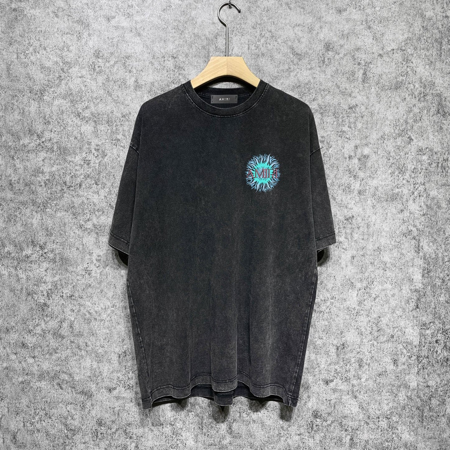 Amiri washed t-shirt colorful sun printing short sleeves