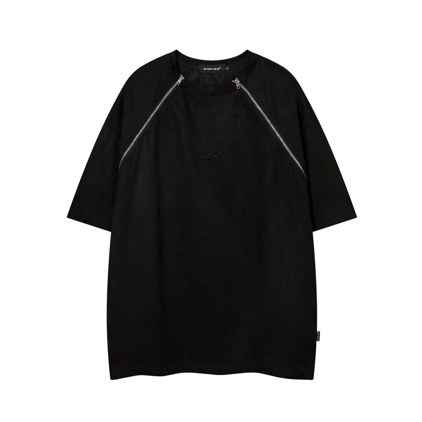 1990 Fashion T-Shirt Summer Double Zipper T-Shirt Retro Short Sleeve T-Shirt