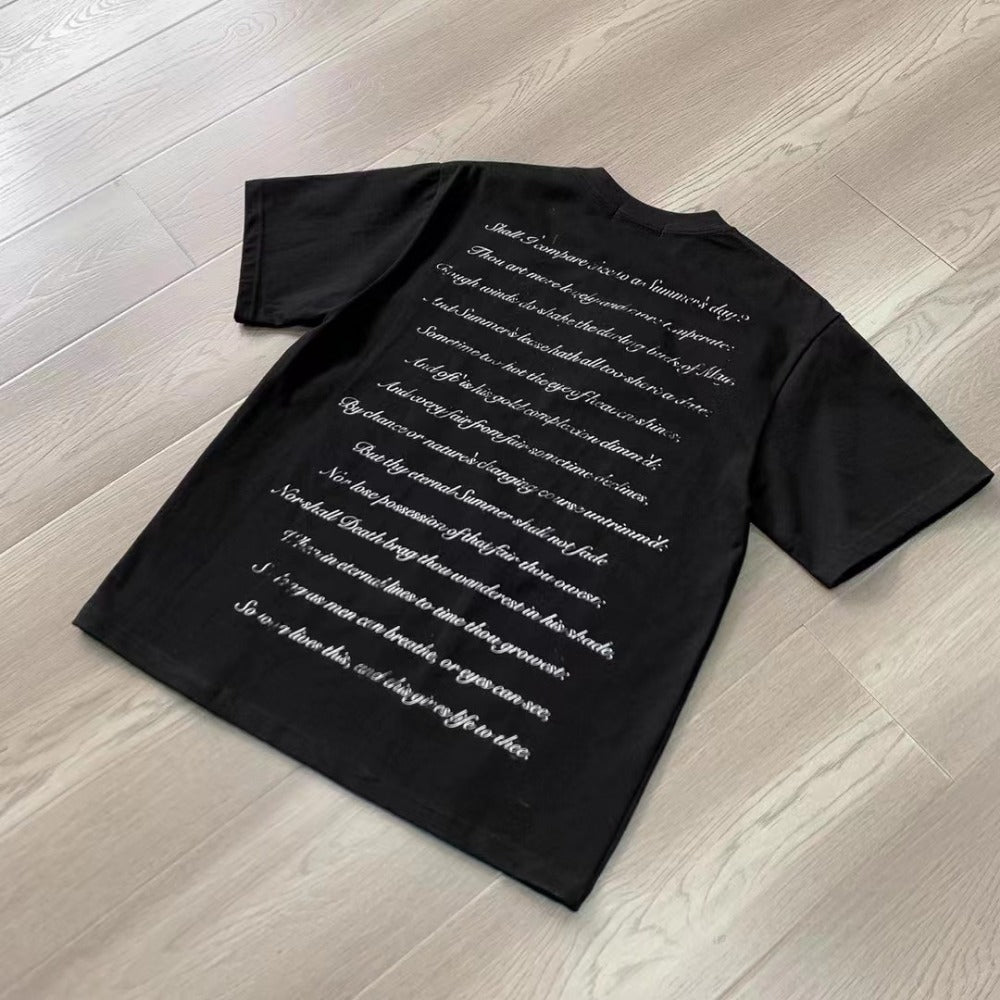 Streetwear Eua t shirt Shakespeare poetry island cleanfit summer short sleeve t-shirt