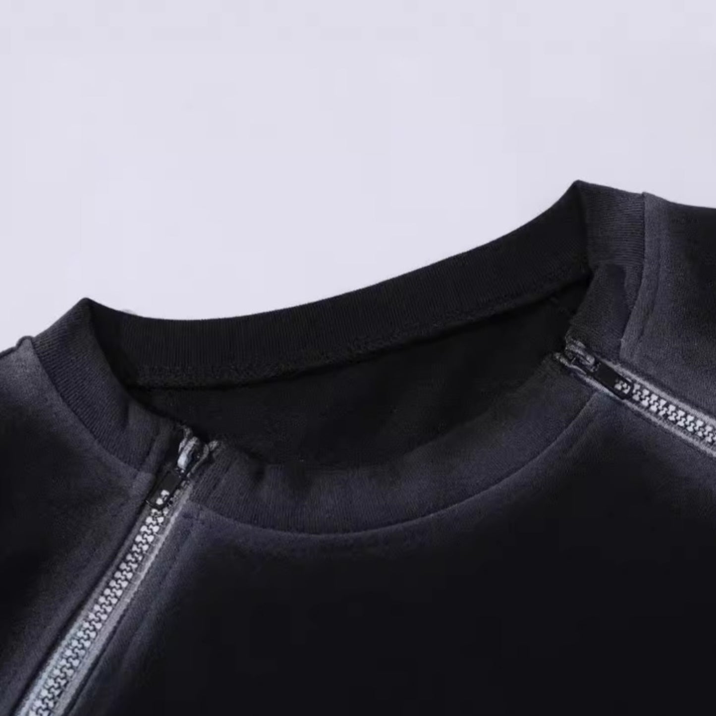 1990 Fashion T-Shirt Vintage Double Zipper Short Sleeve