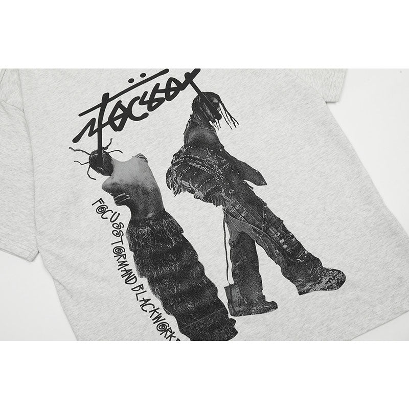 Marcas De Streetwear Summer Vintage Old Figure Print Short Sleeve T-Shirt