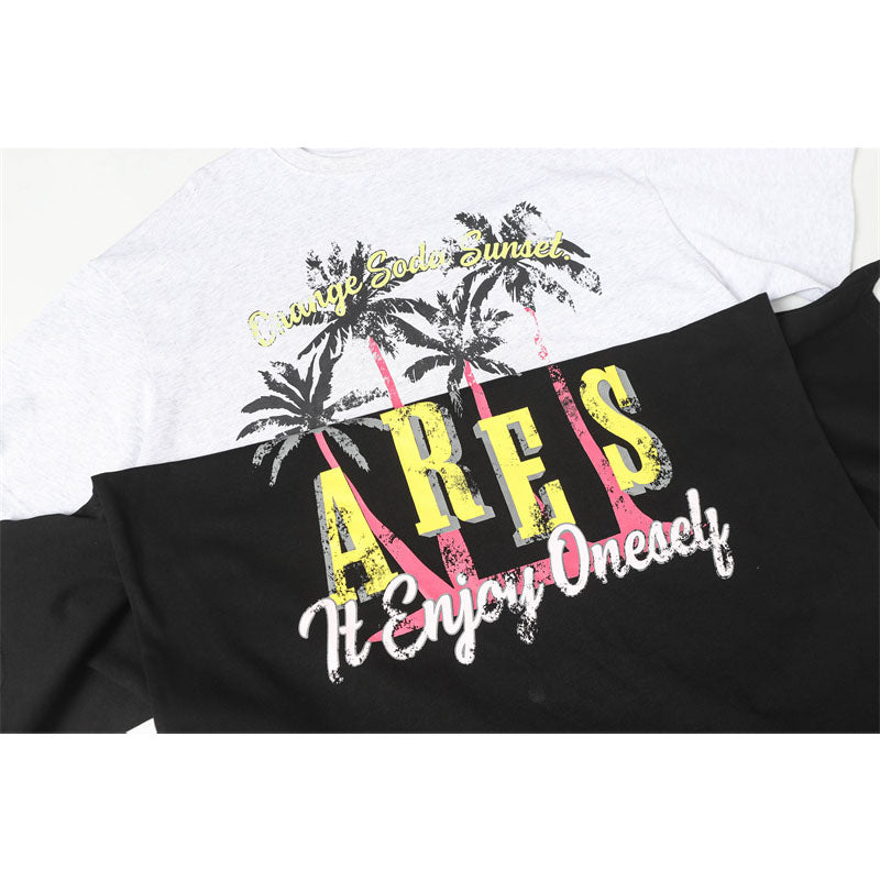 Hip Hop Shirts For Boys Coconut Tree Alphabet Print Summer Short Sleeve T-Shirt Top