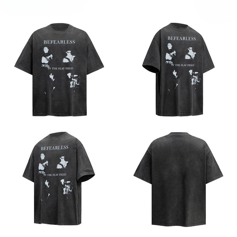 80s And 90s Vintage T Shirts Vintage Abstract Washing Water Old Short Sleeve T-Shirts