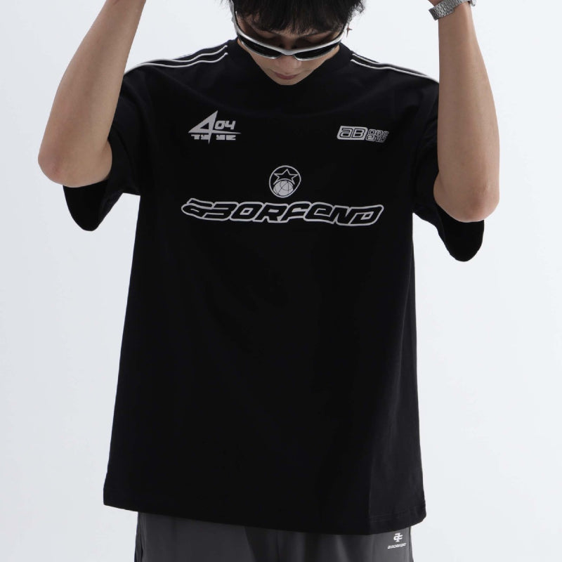 Racing oversized t shirt racing sports style letter print short sleeve t-shirt