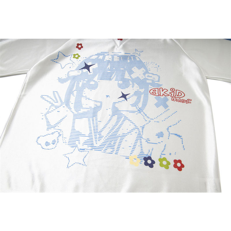 Casual Street Wear Vintage Cartoon Jersey Short Sleeve T-Shirt