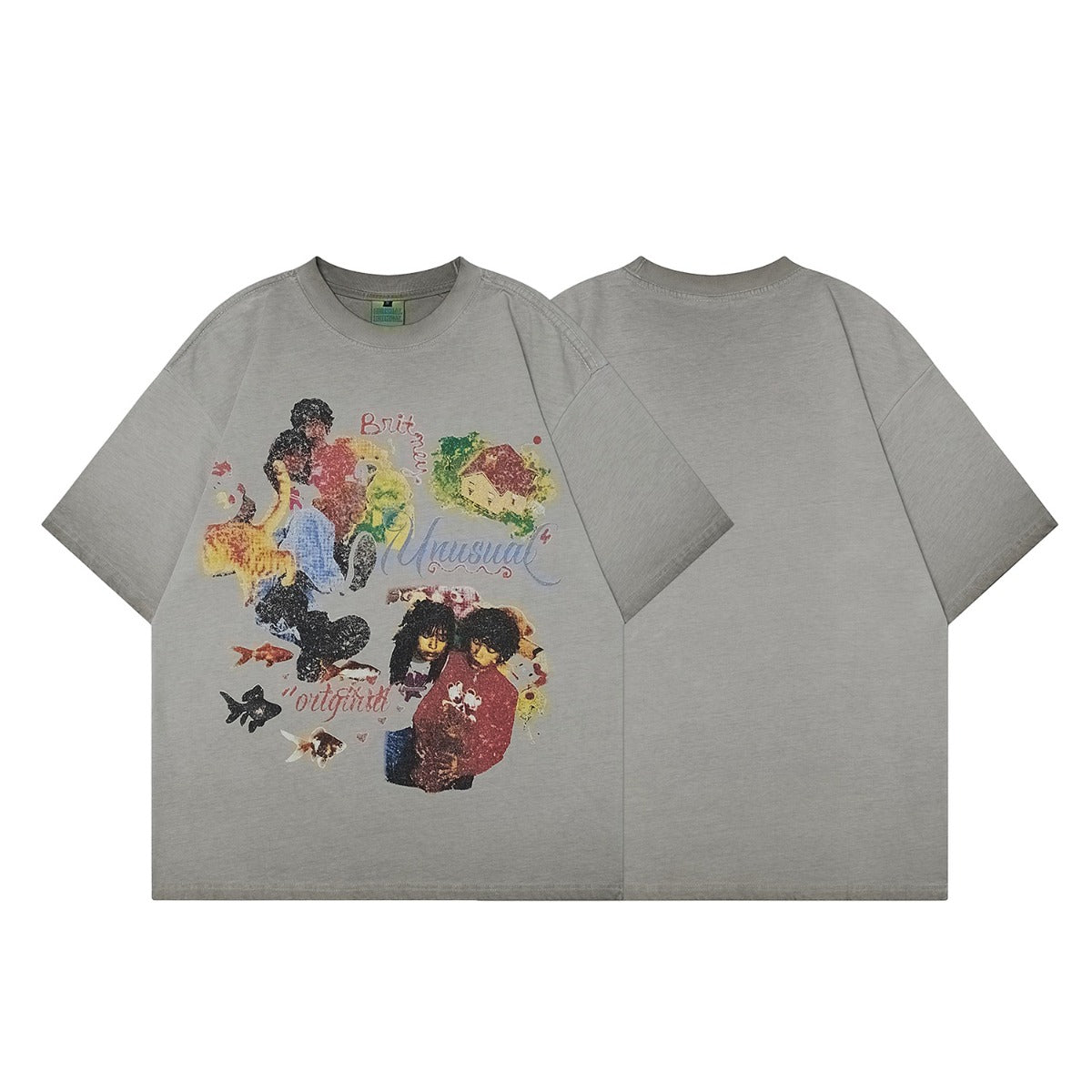 90s West Coast Hip Hop Fashion T Shirts Retro Old Oil Painting Print Half Sleeve