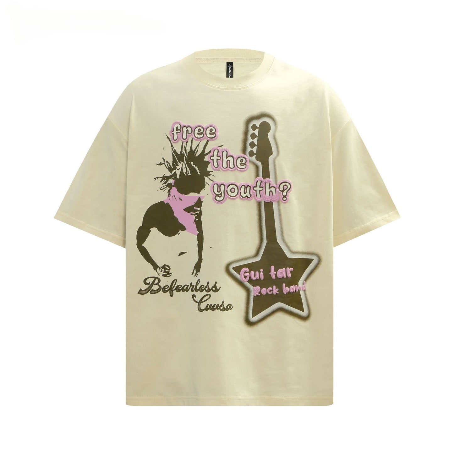 80s And 90s Vintage T Shirts Guitar Short Sleeve Summer Men's and Women's Loose Top