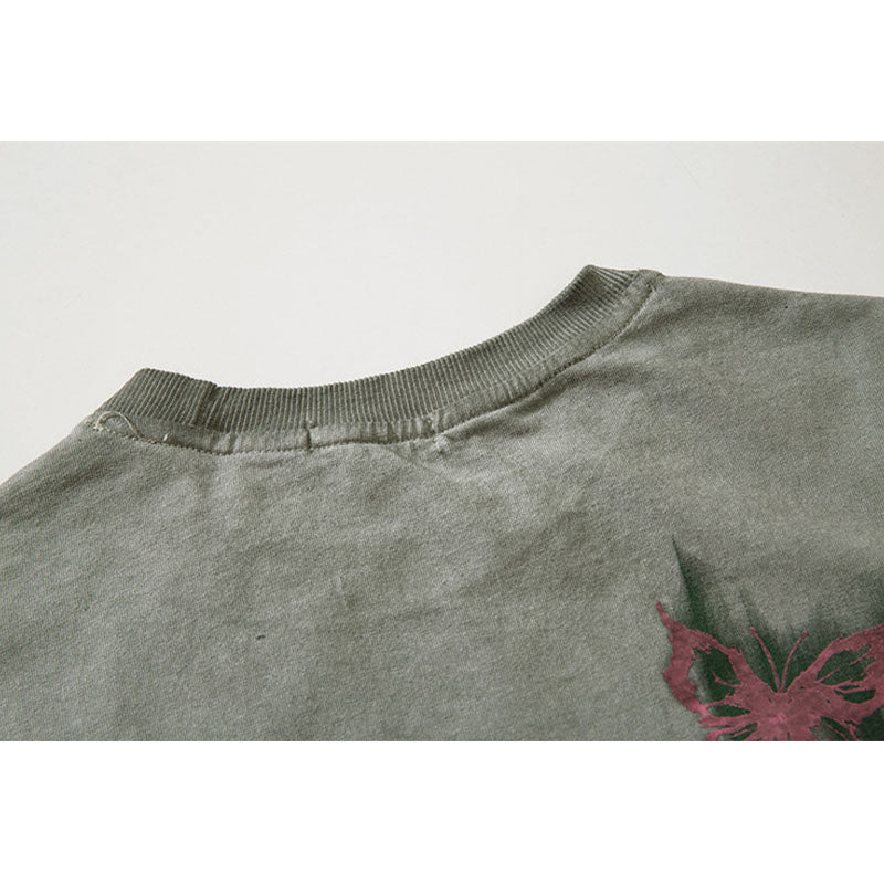 60s Style T Shirts Summer Butterfly Print T-Shirt Short Sleeve