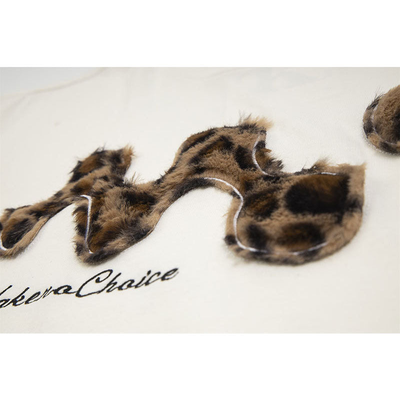 Marcas De Streetwear Vintage Leopard Patch Embroidered Couple Short Sleeve T-Shirt