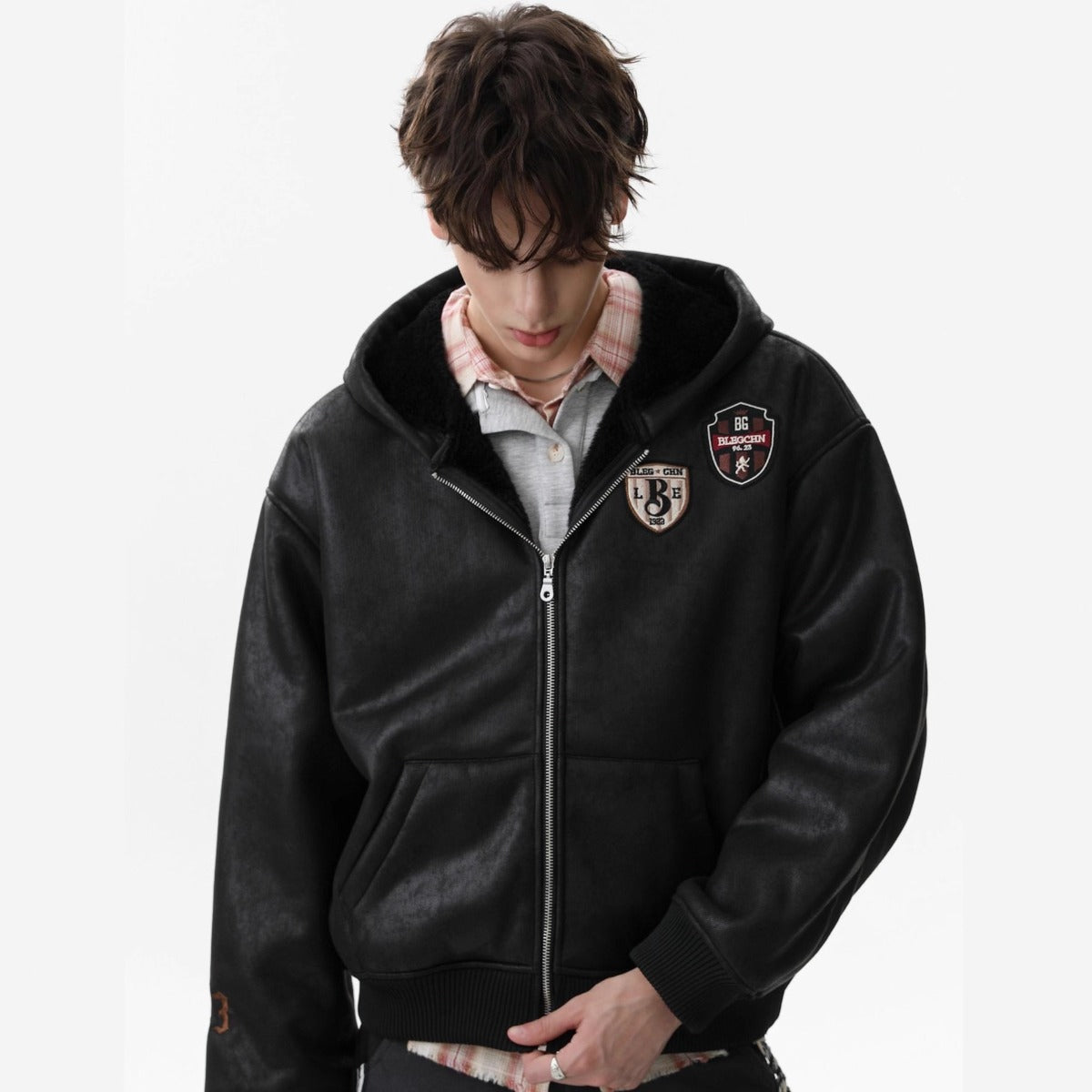 Unisex Down Jacket Winter Vintage Fleece Jacket Hooded Padded Jacket