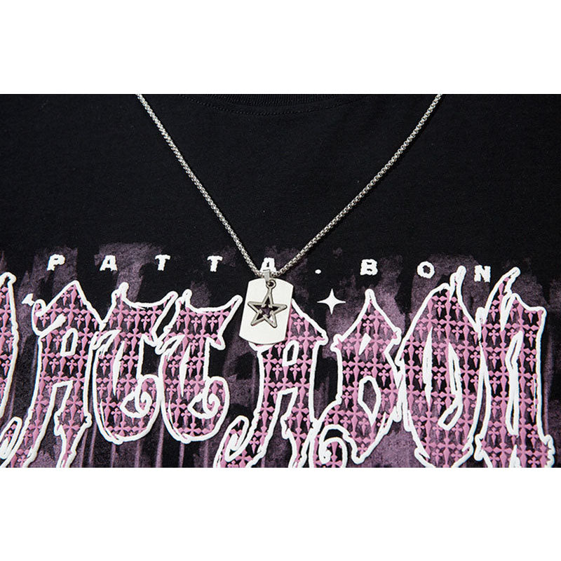 Marcas De Streetwear Pentagram Necklace Long Sleeve T-Shirt Casual Loose Casual Top