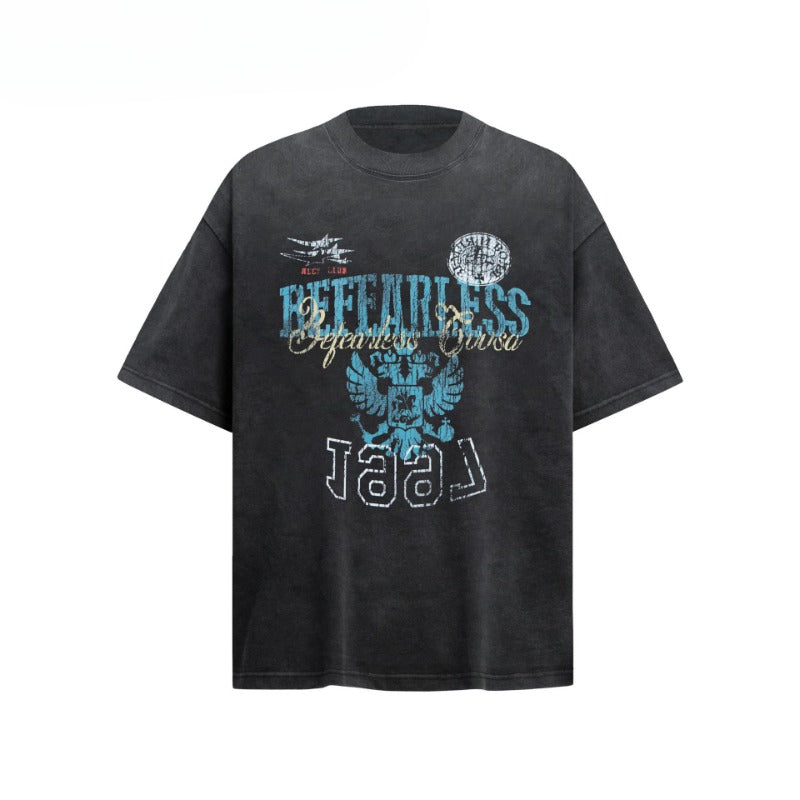 80s And 90s Vintage T Shirts Vintage Washing Water Old Painted Alphabet Short Sleeve T-Shirts