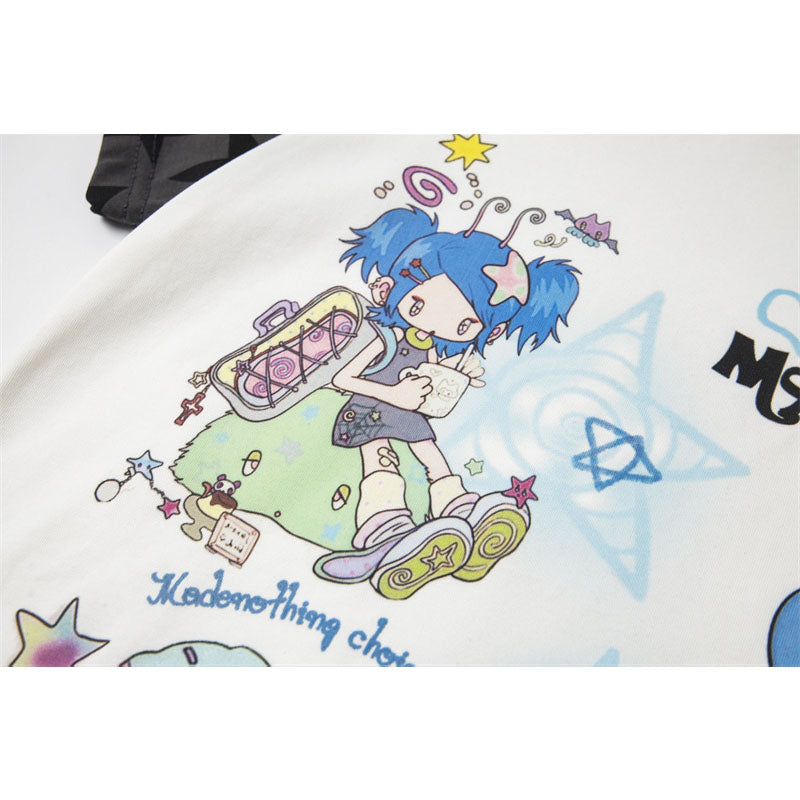 Hip Hop Shirts For Boys Vintage T-Shirt Summer Loose Cartoon Crew Neck Short Sleeve Top