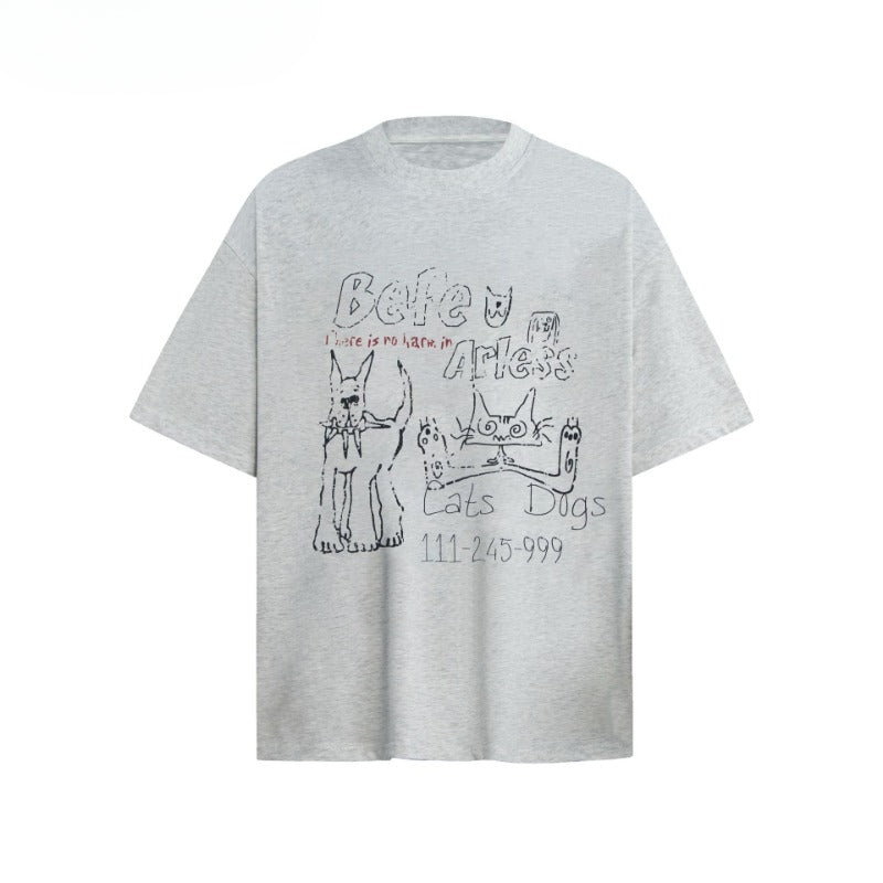 80s And 90s Vintage T Shirts Vintage Fun Cartoon Washing Water Old Short Sleeve T-Shirts