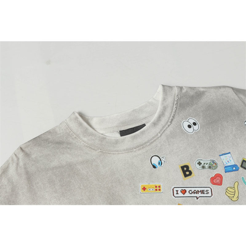 Casual Street Wear Short Sleeve T-Shirt Crew Neck Loose Short Sleeve Top