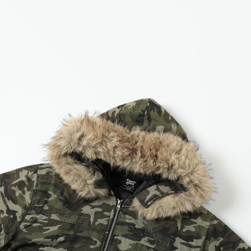 Unisex Down Jacket Men's Winter Fur Collar Camouflage Padded Jacket