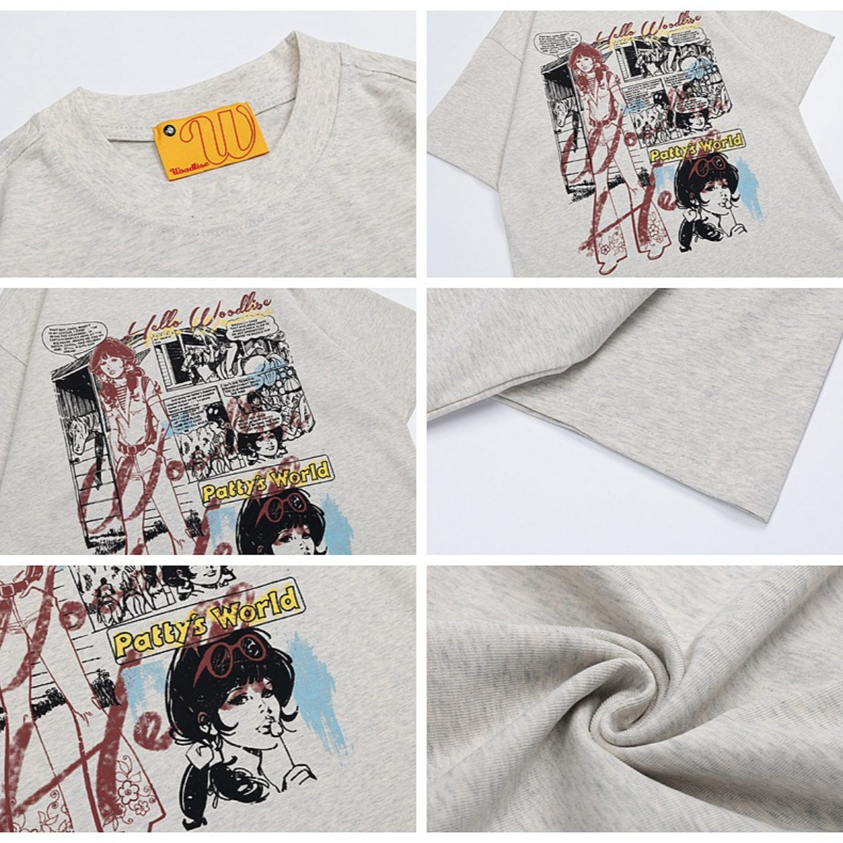 90s West Coast Hip Hop Fashion T Shirts Cartoon Graffiti Comic Girl Cotton Short Sleeve T-Shirt