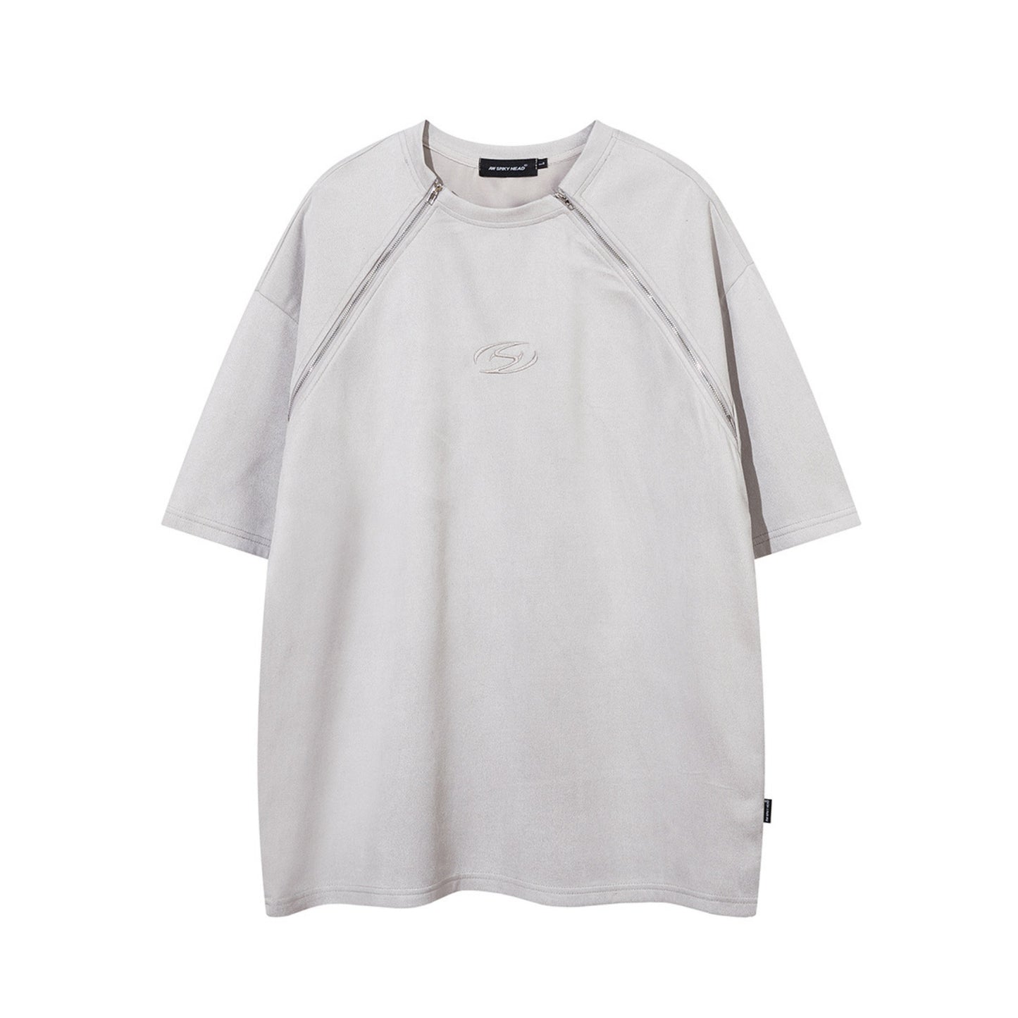 1990 Fashion T-Shirt Summer Double Zipper T-Shirt Retro Short Sleeve T-Shirt