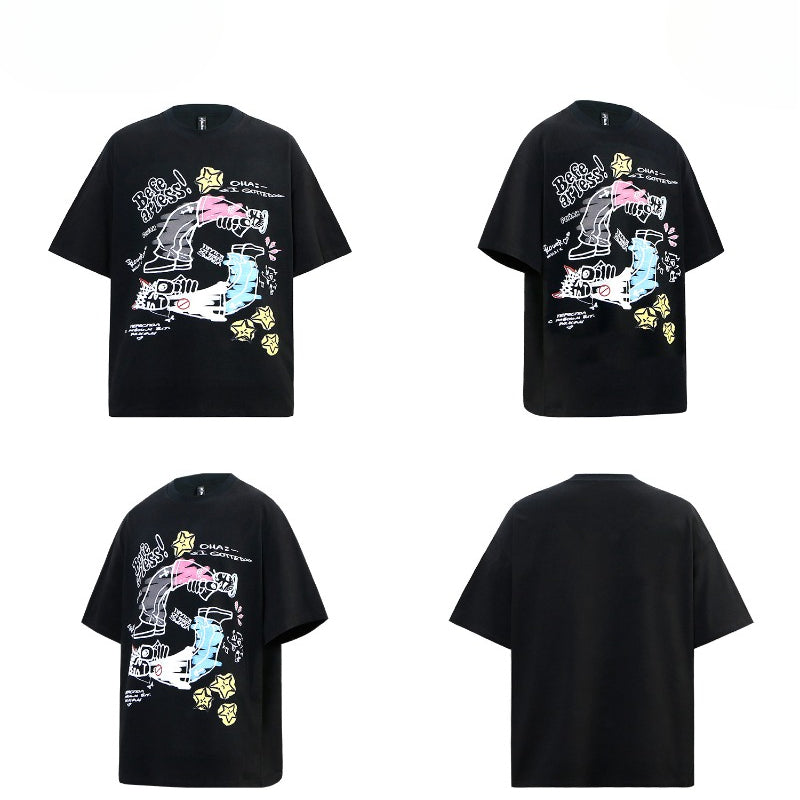 80s And 90s Vintage T Shirts Vintage Cartoon Graffiti Men's and Women's Short Sleeve T-Shirts