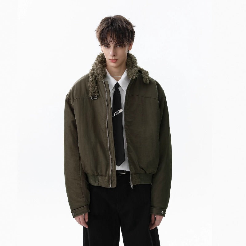Unisex Down Jacket Men's Winter Fur Collar Vintage Padded Jacket