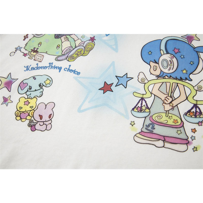 Hip Hop Shirts For Boys Vintage T-Shirt Summer Loose Cartoon Crew Neck Short Sleeve Top