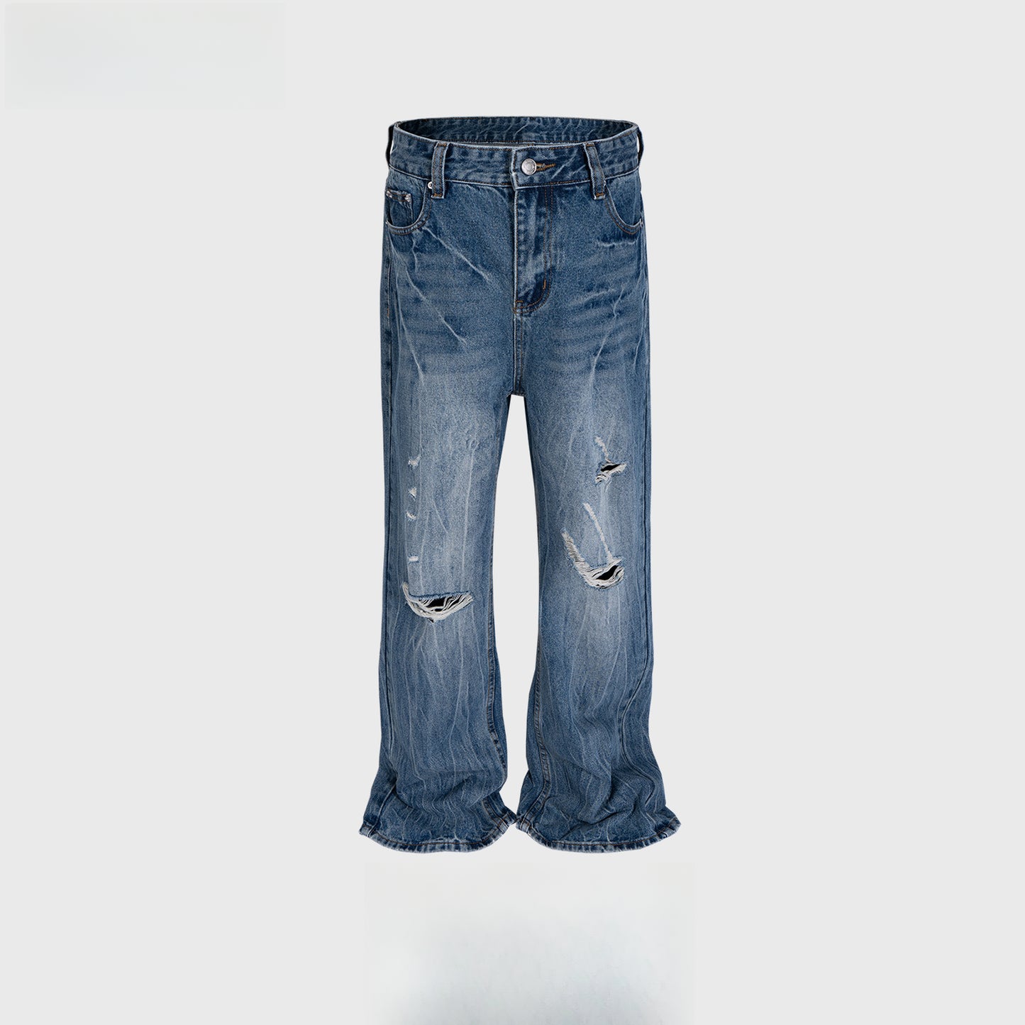 Rock Revival Jeans Ripped Trousers Wide Feet Wash Water Blue Jeans