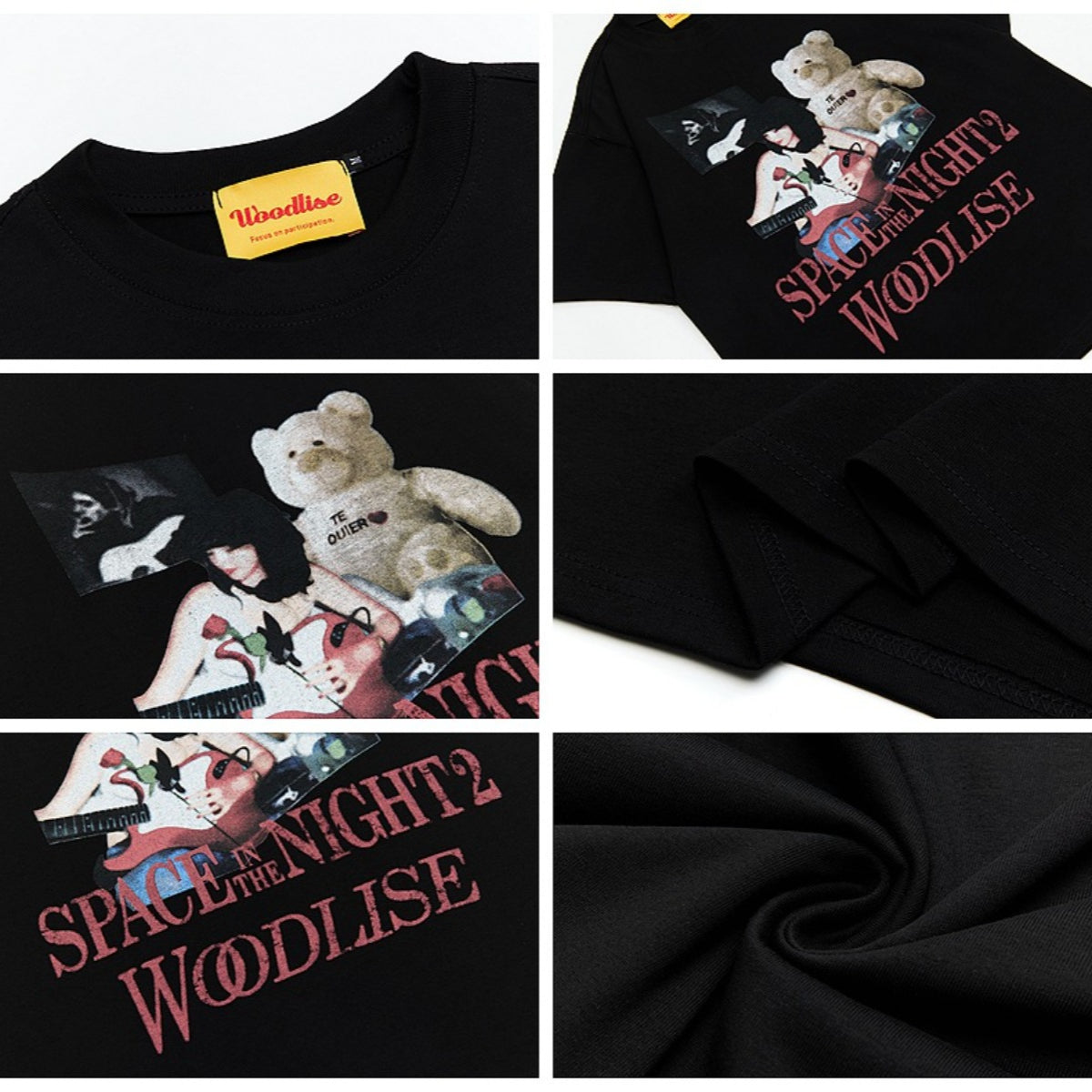 90s West Coast Hip Hop Fashion T Shirts Valentine's Day Bear Print Top