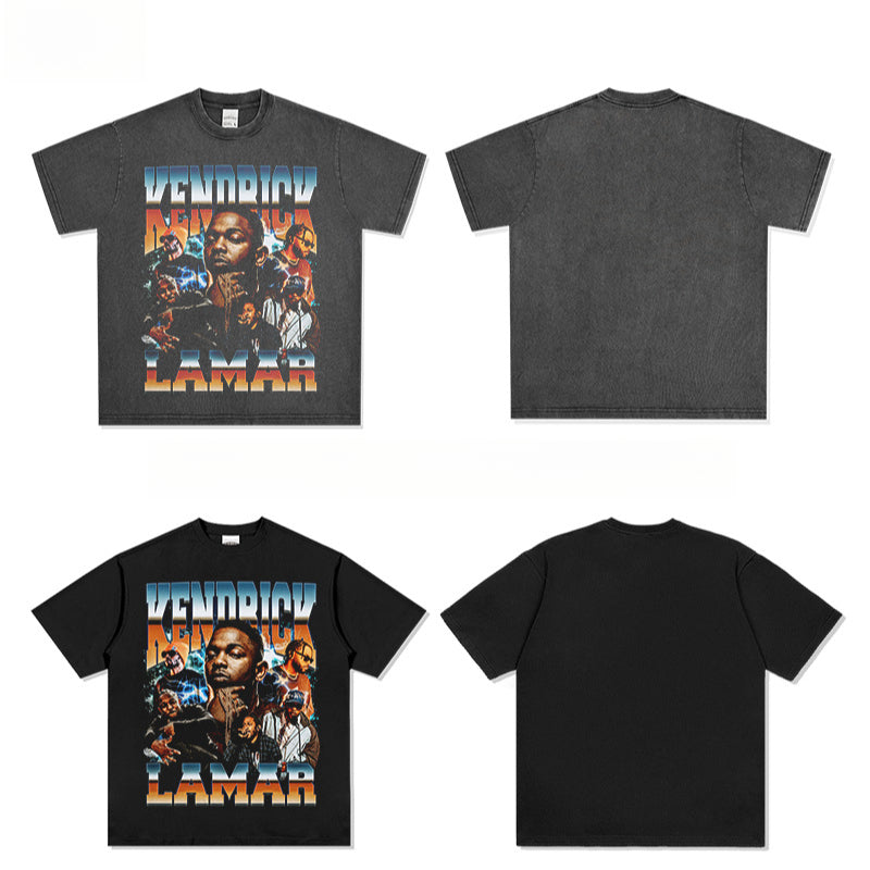 Outfit streetwear vintage hip hop kung fu kenny kendrick print short sleeve t-shirt
