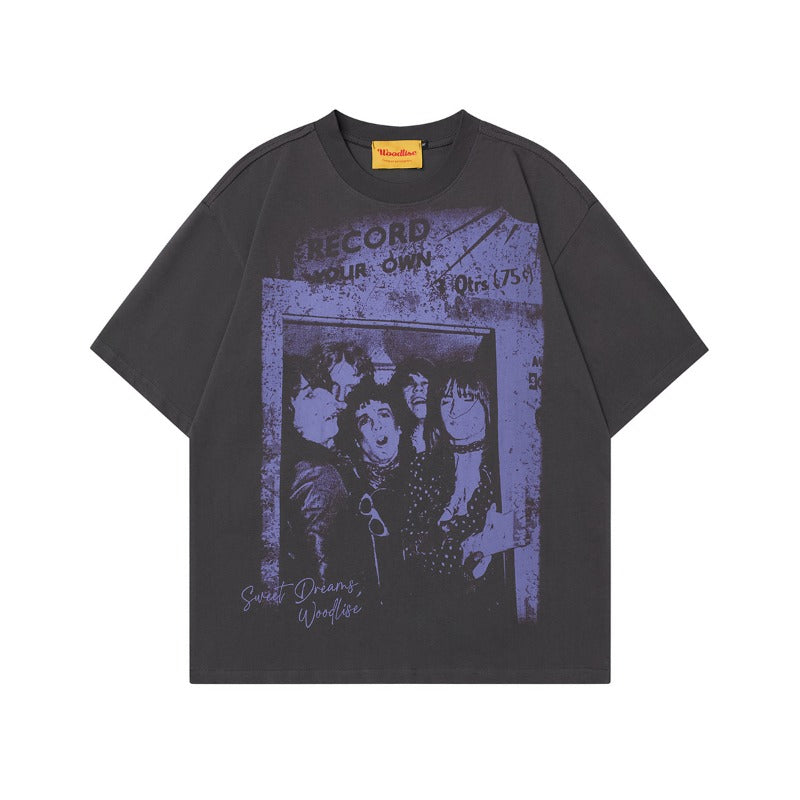 90s West Coast Hip Hop Fashion T-Shirts Vintage Old Gothic Print Crew Neck T-Shirt
