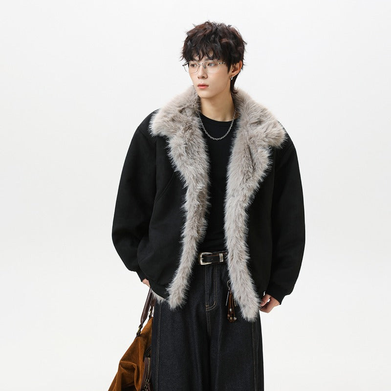 Unisex Down Jacket Winter Fleece Collar Vintage Jacket