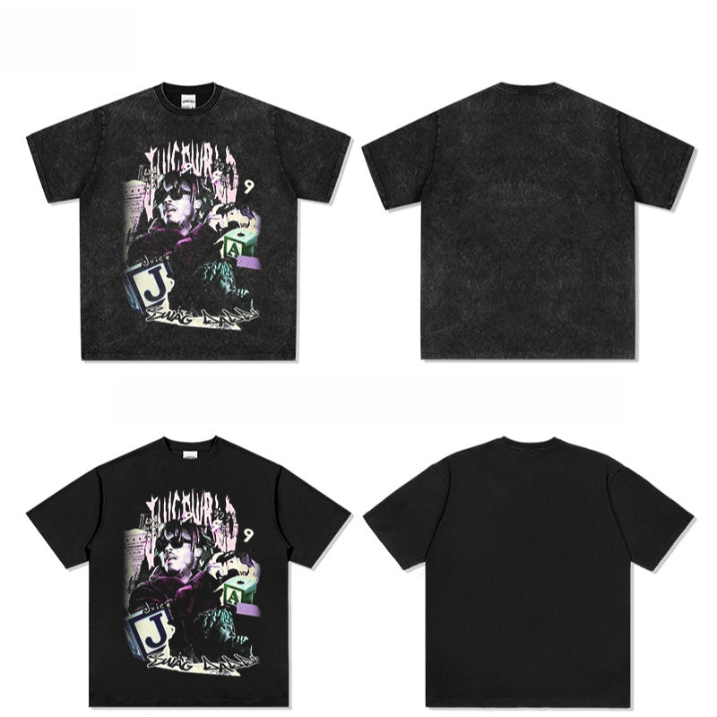 Cool t rapper Juice Wrld hip hop singer print short sleeve t-shirt