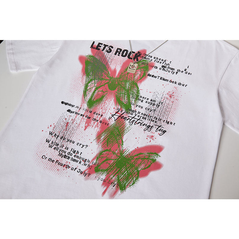 Casual Street Wear Chain Short Sleeve T-Shirt Crew Neck Loose