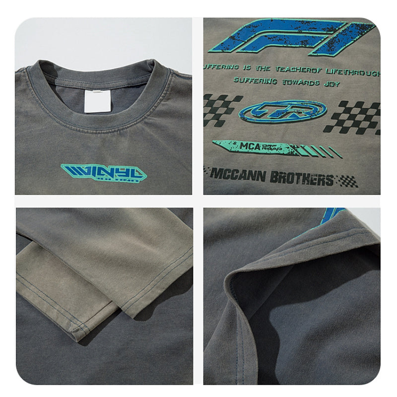 Racing oversized t shirt racing style long sleeve t-shirt