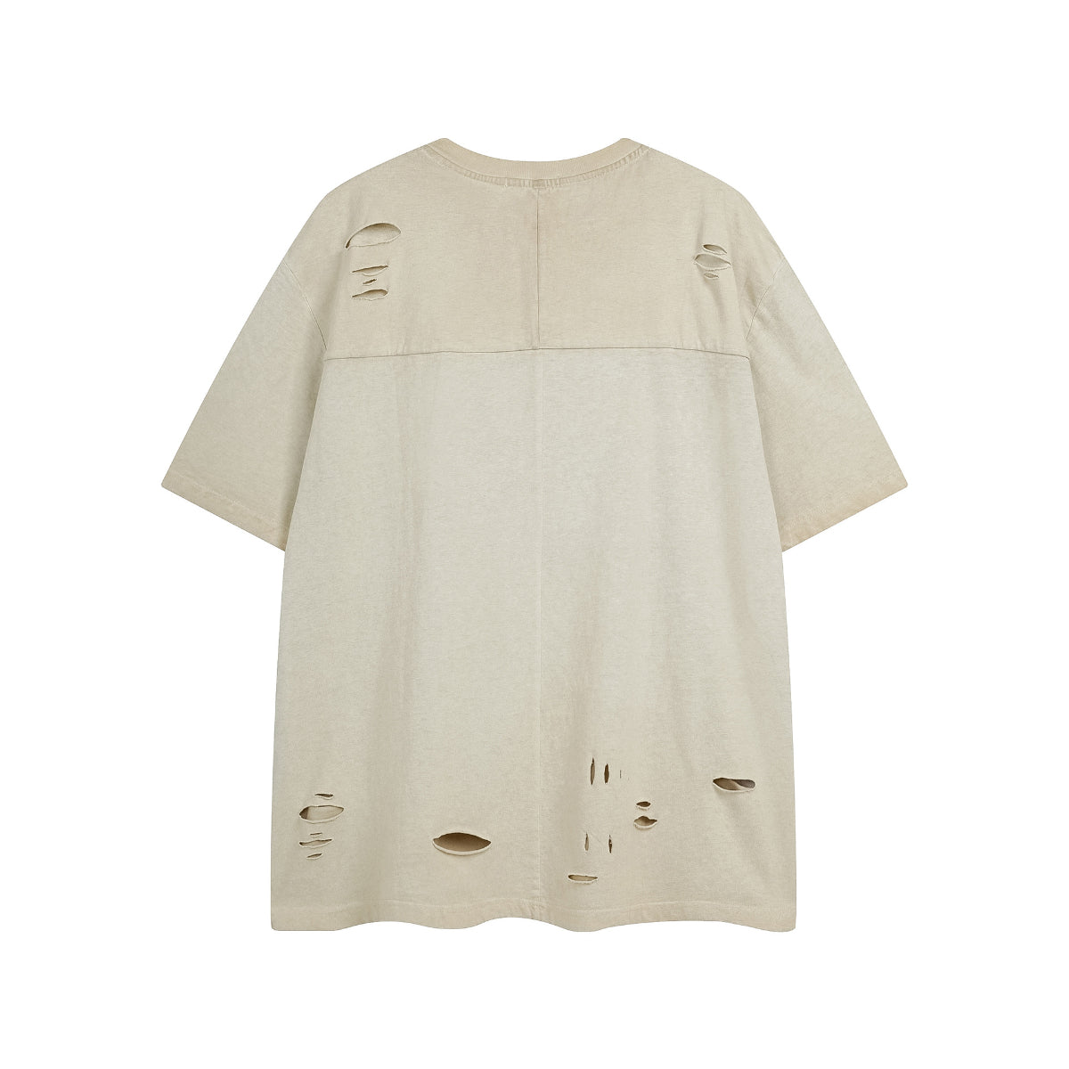 1990 Fashion T-Shirt Washed Ripped Zipper Short Sleeve