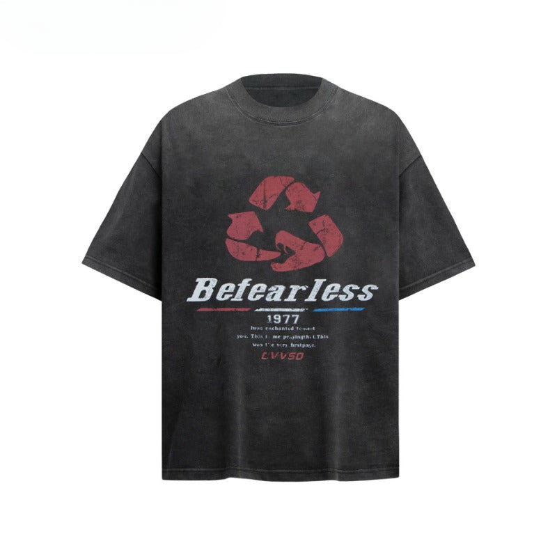 80s And 90s Vintage T Shirts Vintage Washing Water Old Alphabet Printed Short Sleeve T-Shirts