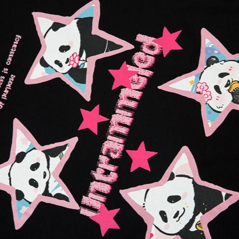 Vintage Tišö Rt Panda Little Star Print Short Sleeve T-Shirt