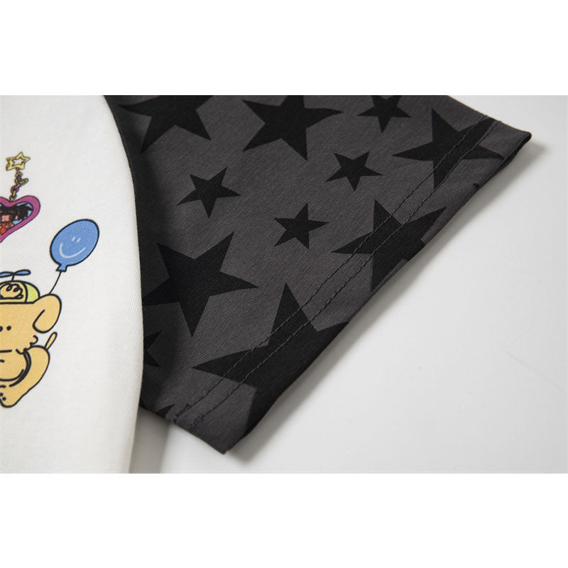 Hip Hop Shirts For Boys Vintage T-Shirt Summer Loose Cartoon Crew Neck Short Sleeve Top