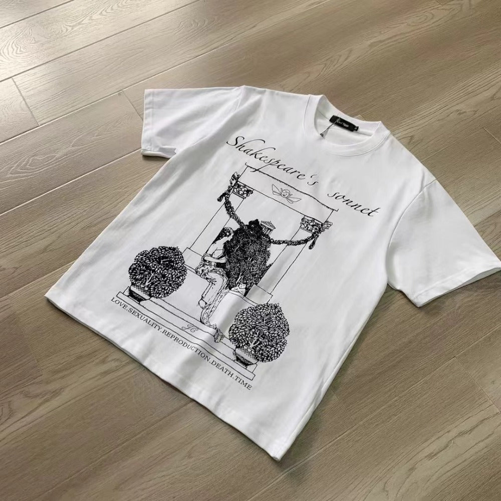 Streetwear Eua t shirt Shakespeare poetry island cleanfit summer short sleeve t-shirt