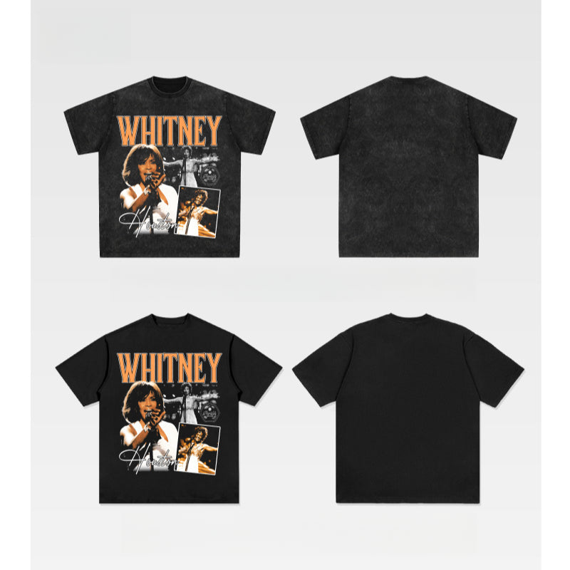 Cool t rapper vintage hip hop whitney whitney print short sleeve t-shirt
