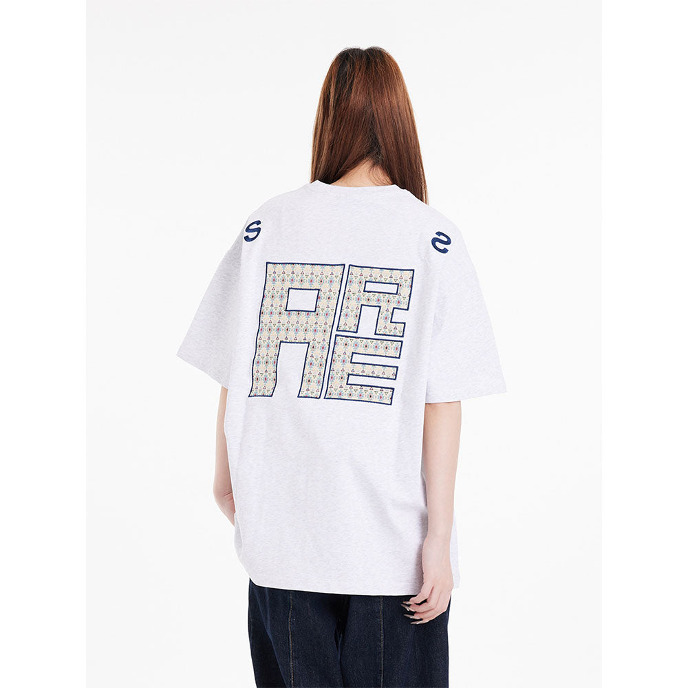 Nostalgia T Shirts Vintage Letter Embroidery Crew Neck Short Sleeve T-Shirt