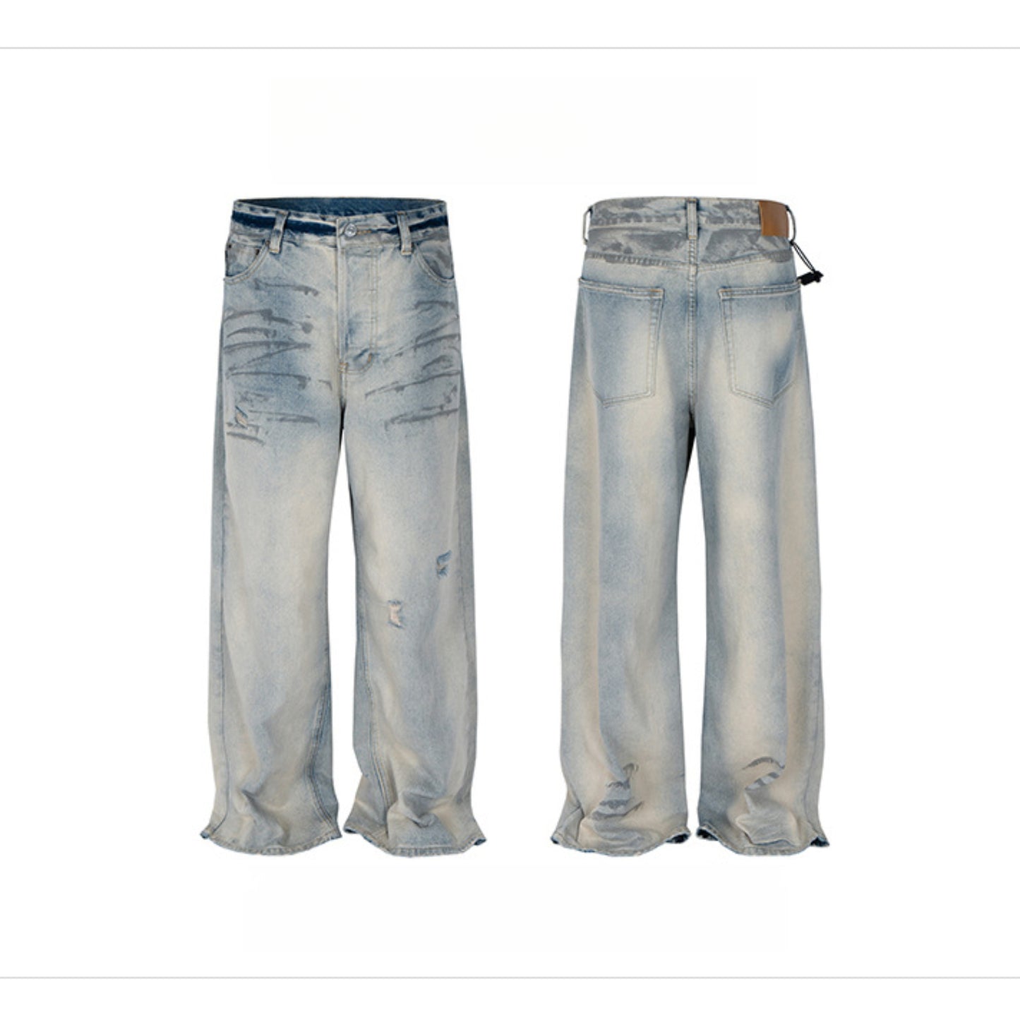 Rock Revival Jeans Ripped Jeans Straight Slim-fit Washed Old Trousers