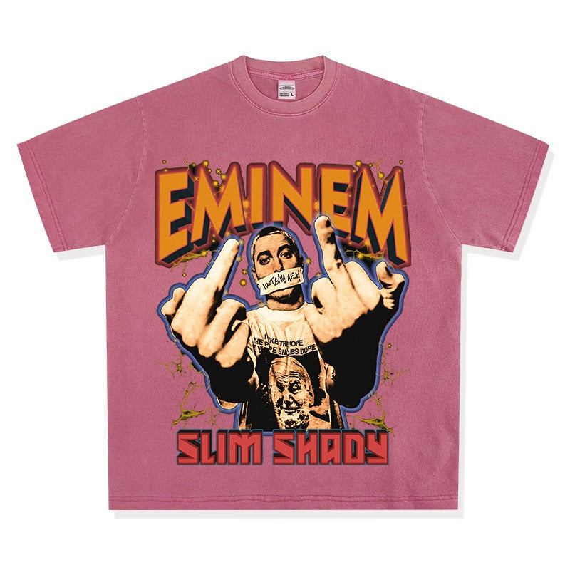 New york hip hop shop vintage hip hop Eminem print short sleeve t-shirt