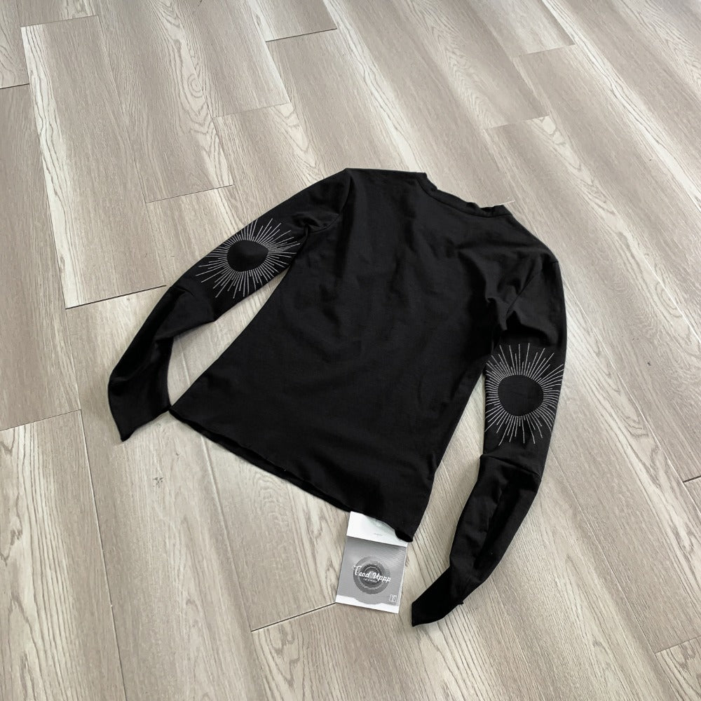 Streetwear Eua t shirt Vintage India Combed Henry Collar Sun Embroidery T-Shirt