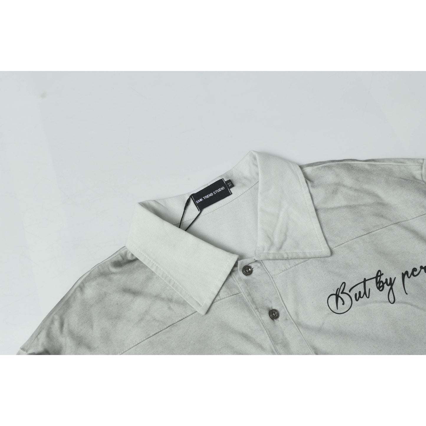 Hustle vintage summer short-sleeved washed lapel polo shirt