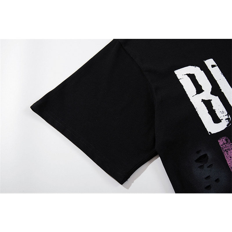 US drip outfits Summer Vintage Alphabet Print Casual Loose Short Sleeve T-Shirts