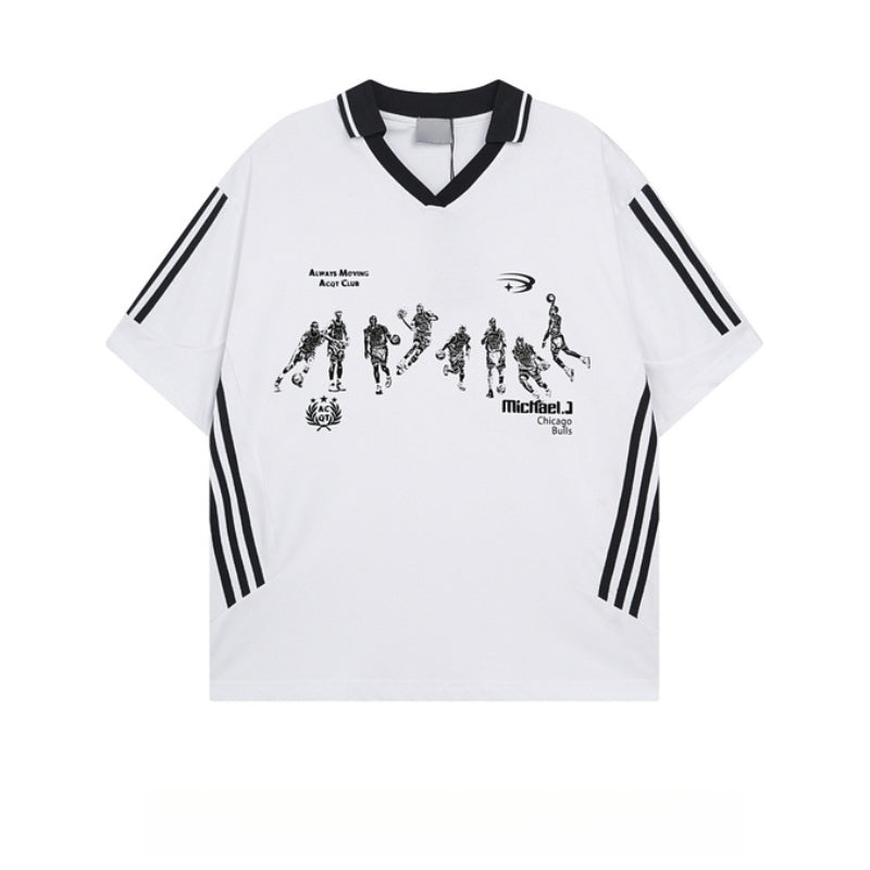 Racing oversized t shirt v-neck short-sleeved men's t-shirt summer