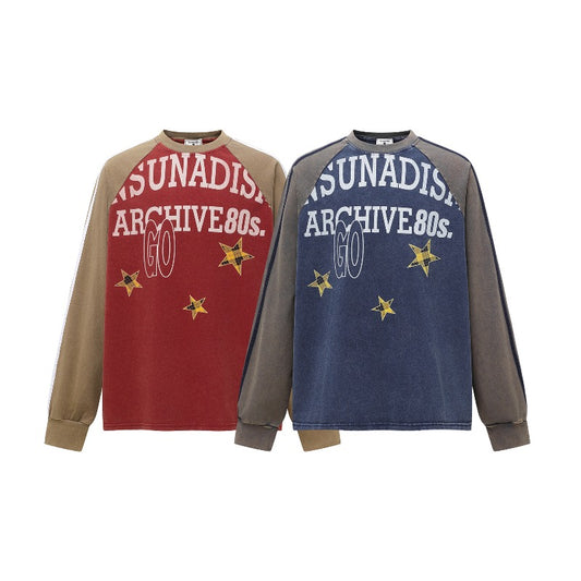Unisex long-sleeved shirt autumretro color matching