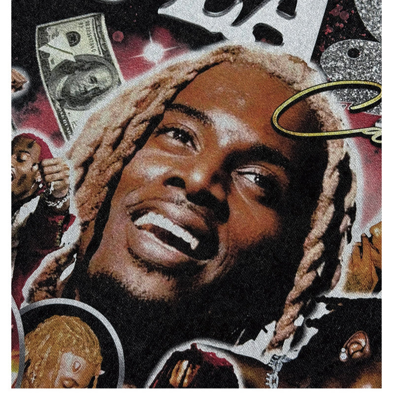 Cool t rapper Playbois Carti print hip hop rap short sleeve t-shirt vintage vintage top