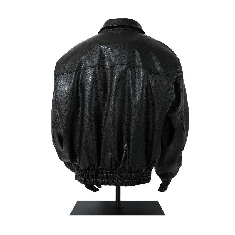 Unisex Down Jacket Vintage Old Money Wind Thickened Leather Jacket